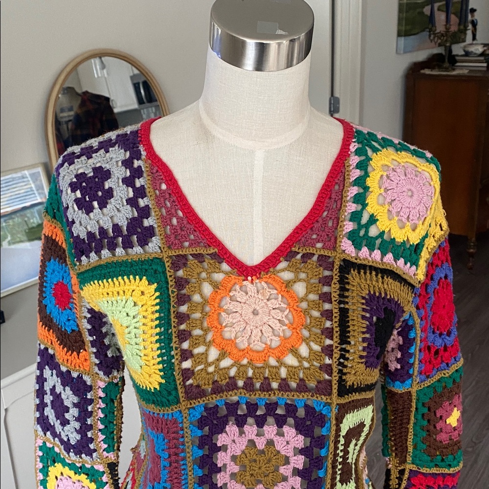 Vintage 1990s Y2k Express Patchwork Crochet Top - image 3